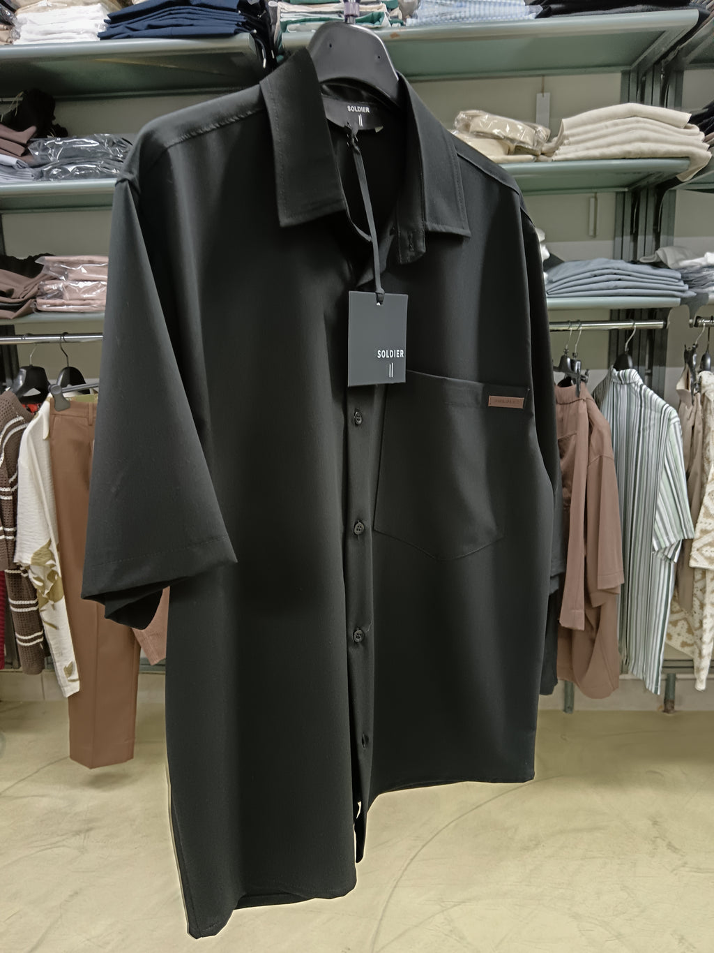 Coordinato uomo SOLDIER-camicia e bermuda nero