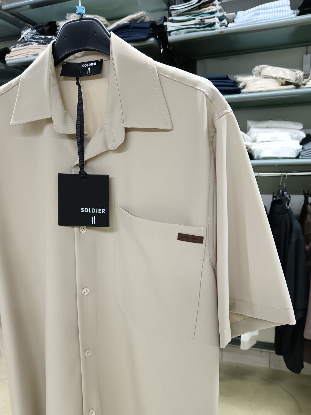 Coordinato uomo SOLDIER-camicia e bermuda beige
